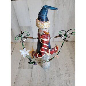 Vintage rustic snowman Joy candy‎ cane home decor figure Xmas scarf